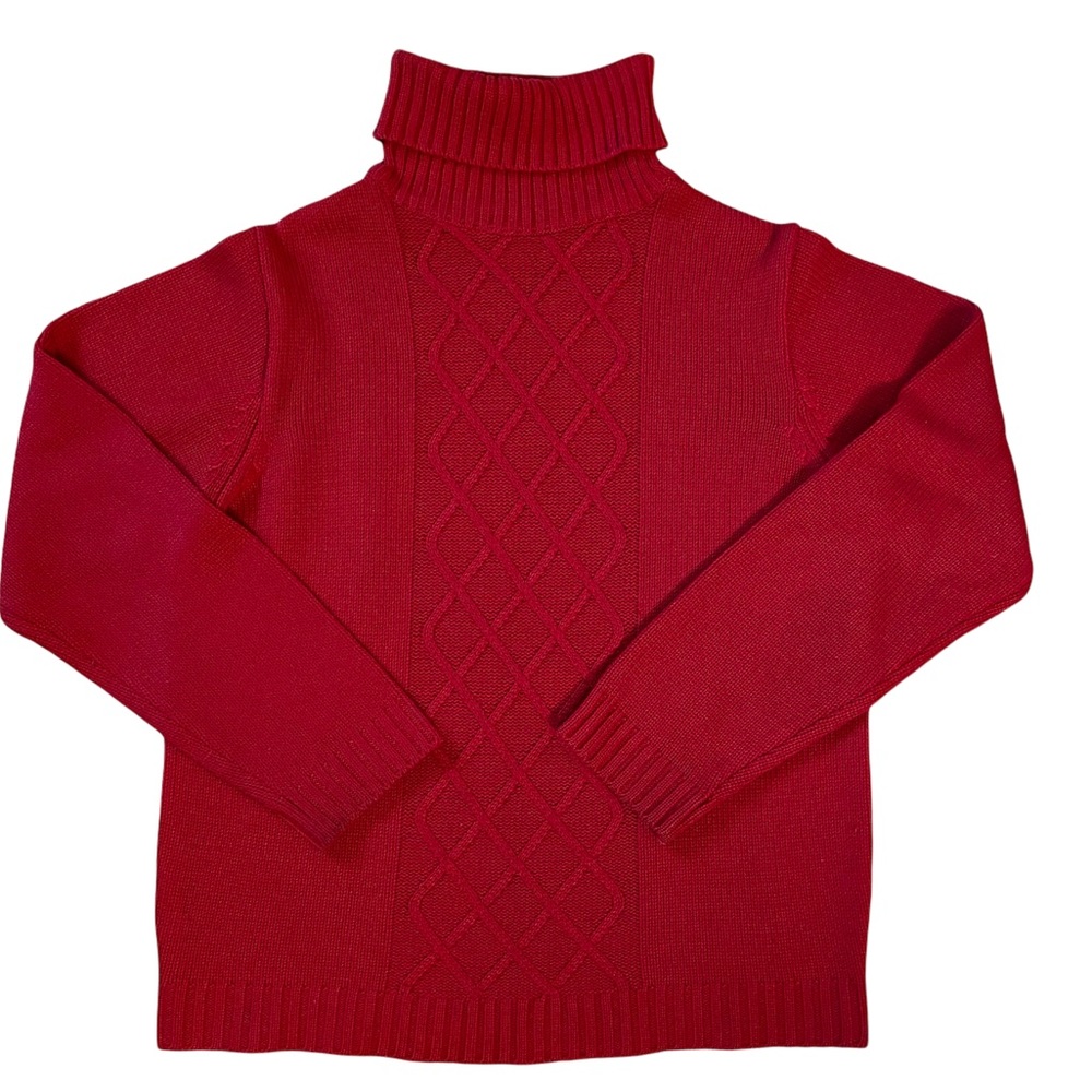 - Women’s Red Chunky Knit Long Sleeves Turtleneck XS